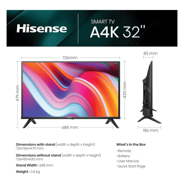 Rent Hisense 32A4KTUK 32" TV